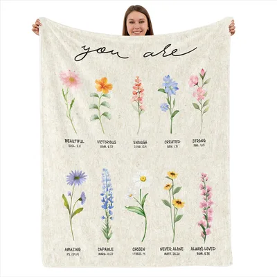 You Are Wildflowers Inspirational Blanket with Floral Bible Verses