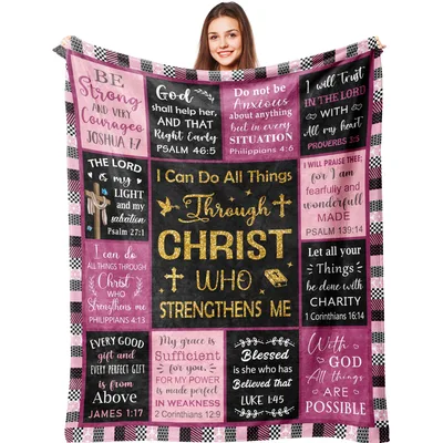 Through Christ Who Strengthens Blanket: Faith-Based Verse Design