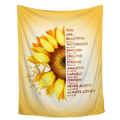Sunflower Bible Verse Prayer Blanket Affirming Faith and Self Worth