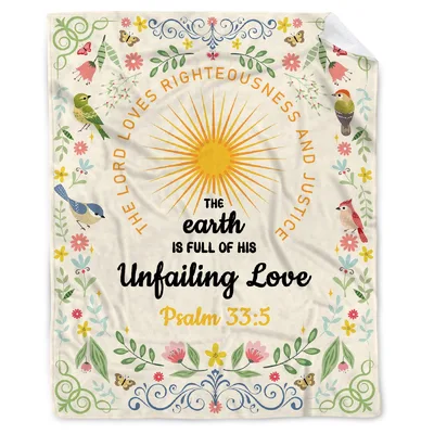 Unfailing Love Psalm 33:5 Blanket Floral Scripture Design