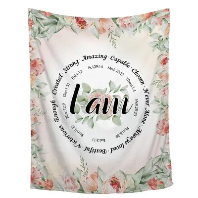I Am Floral Bible Blanket - Scriptural Affirmation Throw