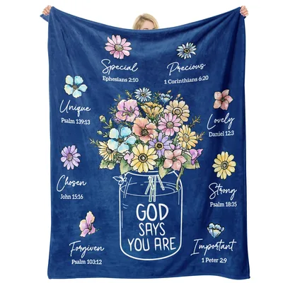 God Says You Are Flower Blanket: A Mason Jar Design with Bible Verses
