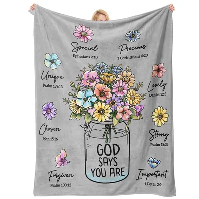 God Says Blanket: A Mason Jar of Flowers and Faith