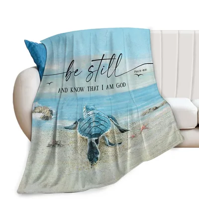 Be Still and Know Blanket with Sea Turtle and Psalm 46:10