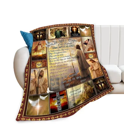 Jesus Christ Faith Scripture Blanket with Collage of Prayers