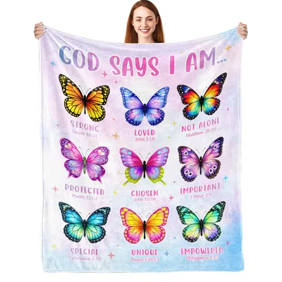 God Says I Am Butterflies Blanket: Faith and Colorful Insects