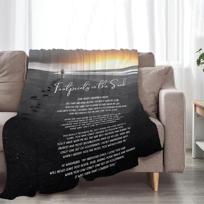 Footprints in the Sand Blanket featuring the complete classic poem