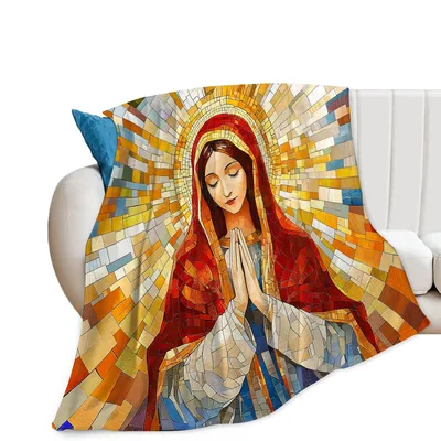 Our Lady of Guadalupe Mosaic Blanket featuring a praying Virgin Mary