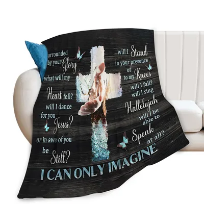 I Can Only Imagine Hand Blanket: Cross and Butterfly Design