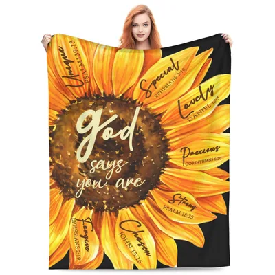 God Says You Are Sunflower Blanket: Scripture and Bright Petals