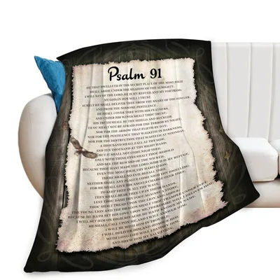 Psalm 91 Scripture Parchment Blanket Faith and Protection Design