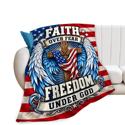 Faith Over Fear Freedom Blanket featuring a patriotic cross design