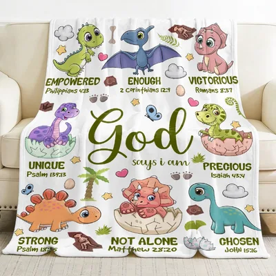God Says I Am Dinosaurs Blanket: Faith and Fossils Design