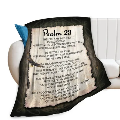 Psalm 23 Bible Verse Blanket - Scriptural Comfort on a Throw