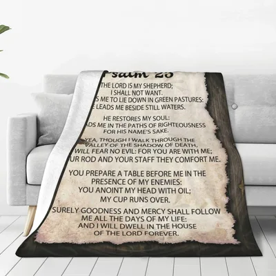 Psalm 23 Bible Verse Scripture Blanket - Ancient Scroll Design