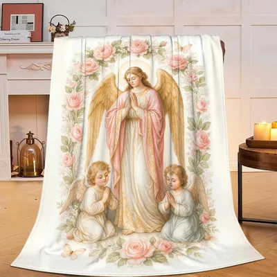 Virgin Mary with Angels Blanket: A Prayerful Artwork for Faith