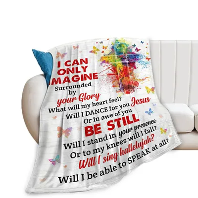 I Can Only Imagine Scripture Blanket - Colorful Cross and Lyrics