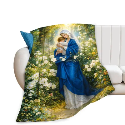 Madonna and Child Blanket: Garden Art for Faithful Hearts