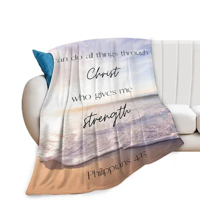 I Can Do All Blanket Featuring Philippians 4:13 and Ocean View
