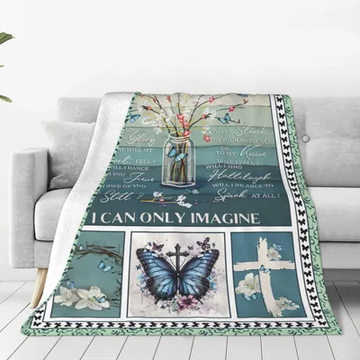 I Can Only Imagine Butterfly Blanket: Cross and Floral Design