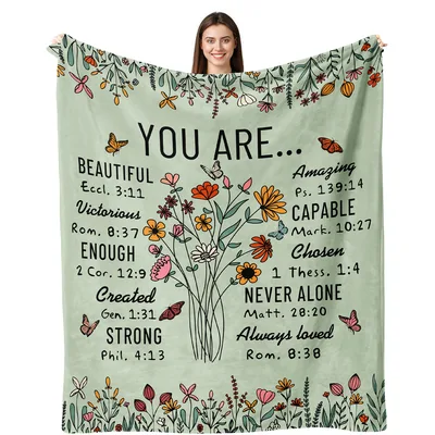 You Are Amazing Chosen Blanket with Biblical Promises and Wildflowers