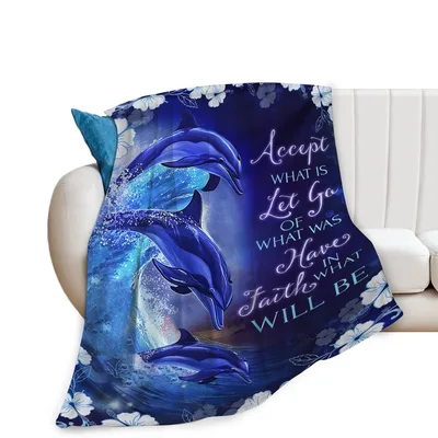 Dolphins Faith Inspirational Quote Blanket Accept What Is Design
