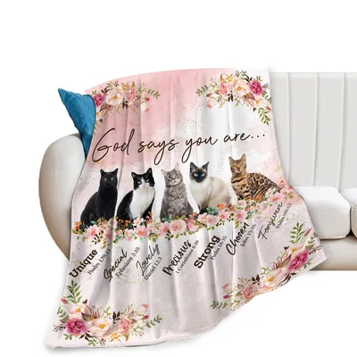God Says You Are Floral Blanket: Cats and Bible Verses