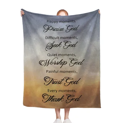 Praise God Seek God Trust Blanket: Faith-Inspired Script Design