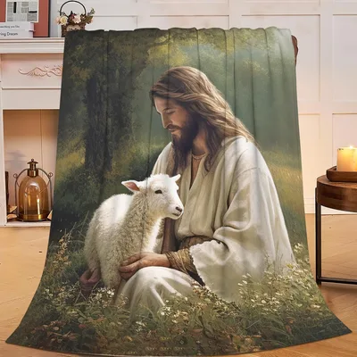 Jesus with Lamb Blanket: A Serene Classic Design for Faith and Comfort