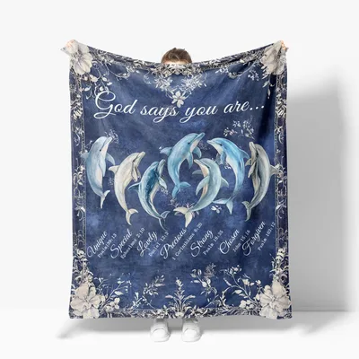 Dolphins and Scripture Verse Blanket featuring God Says You Are Unique