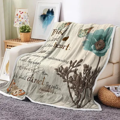 Rustic Floral Inspirational Verse Blanket for Faith and Comfort