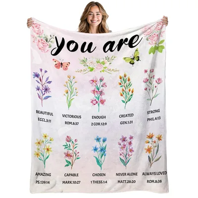 You Are Amazing Scripture Blanket: Floral Faith Design with Verses