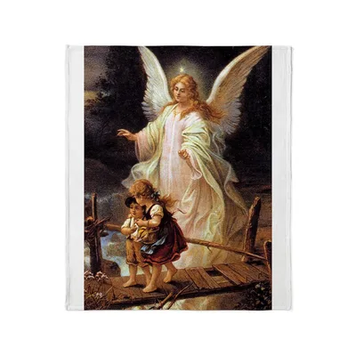 Guardian Angel Leading Children Blanket: Classic Art Print