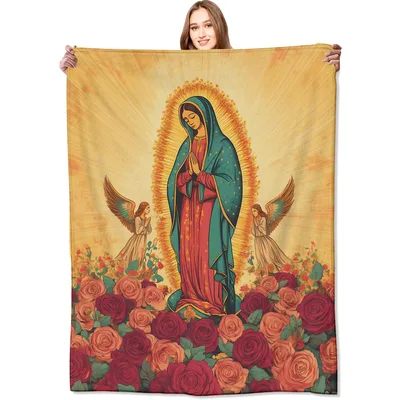 Our Lady of Guadalupe with Roses Blanket: Retro Virgin Mary Art