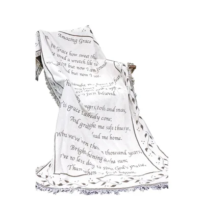 Amazing Grace Blanket: Hymn Lyrics and Fringe for Quiet Reflection