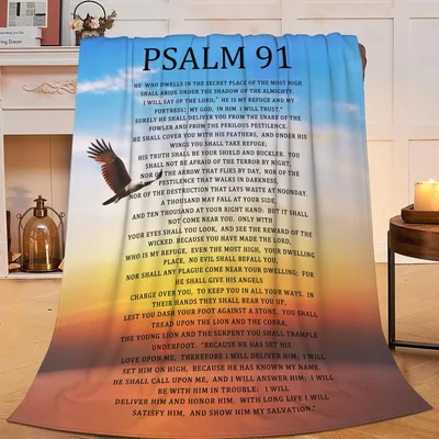 Psalm 91 Scripture Text Blanket Eagle Wings of Protection Design