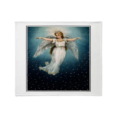 Guardian Angel Under Starry Blanket Vintage Art Design