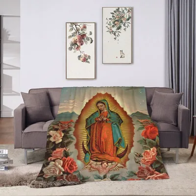 Our Lady of Guadalupe Roses Print Blanket for Faith and Comfort