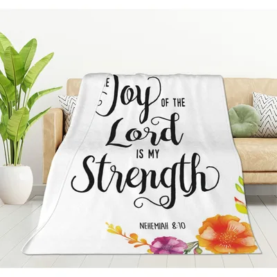 Joy of the Lord Blanket with Netheriah Typography and Floral Art