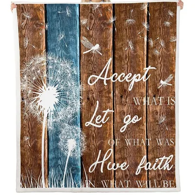 Dandelion Have Faith Quote Blanket for Rustic Inspirational Home Decor