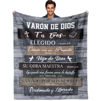 Varón De Dios Tu Blanket Spanish Christian Design for Men