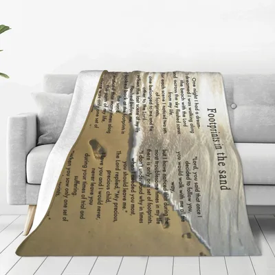 Footprints in the Sand Blanket Poem Design for Faith