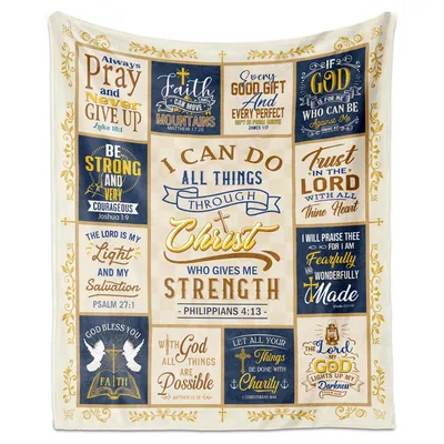 Faith Bible Verses Inspirational Blanket Featuring Philippians 4:13