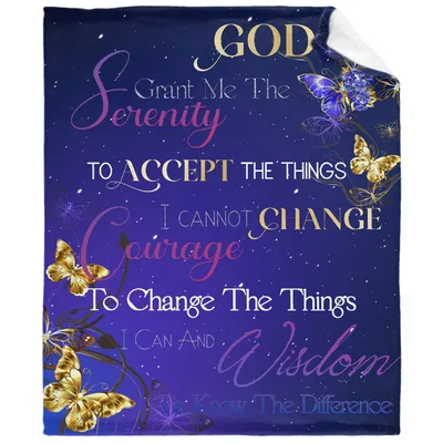 Serenity Prayer Purple Butterflies Blanket for Faith and Peace
