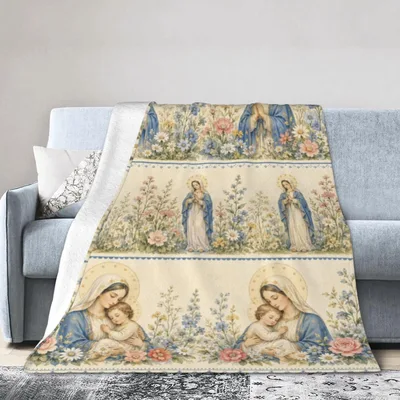 Religious Mary Painting Pattern Blanket