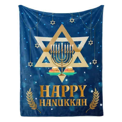 Happy Hanukkah Menorah Star Blanket Celebrating the Festival of Lights