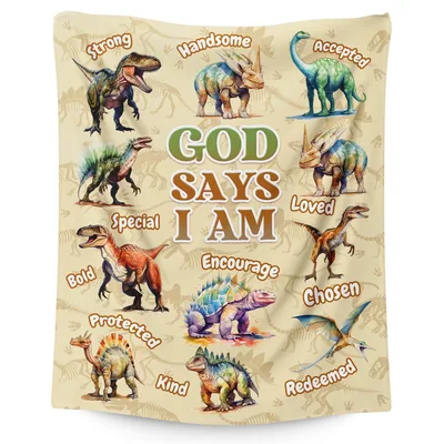 God Says Blanket: God Says I Am Dinosaurs Design for Faith and Fossils