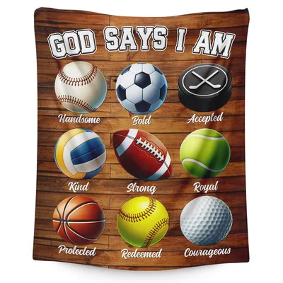 God Says I Am Sports Blanket: Ball Design for Athletes