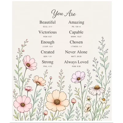 Bible Verses Floral Affirmations Blanket No. 2 for Faith and Flowers