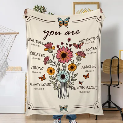 You Are Beautiful Chosen Blanket with Vintage Floral Bible Verses
